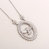 Brass Micro Pave Clear Cubic Zirconia Oval with Bird Pendant Necklaces for Women FS-WG0E9B0-01-1