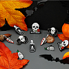 10Pcs 5 Style Skull & Rose Flower & Knife & Bottle Enamel Pins SKUL-SC0001-02-4