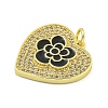 Rack Plating Heart with Flower Brass Micro Pave Clear Cubic Zirconia KK-Z053-23G-01-2