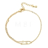 Brass Micro Pave Clear Cubic Zirconia Link Bracelets BJEW-E114-01E-G-4