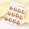 6 Pairs 304 Stainless Steel Stud Earrings EJEW-P340-02G-1
