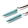 Bohemian Style Synthetic Turquoise Cone Pendant Necklaces for Women NJEW-G158-02-3