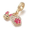 Rack Plating Alloy Hot Pink Enamel European Dangle Charms PALLOY-A009-19G-2