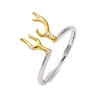 Antler Shape 925 Sterling Silver Micro Pave Cubic Zirconia Cuff Rings for Women RJEW-U046-01P-2