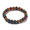 Natural Dyed & Heated Chalcedony Imitation Tourmaline Beaded Stretch Bracelets for Women Men BJEW-F483-03-1-4