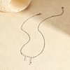 304 Stainless Steel Star Pendant Necklaces with Teardrop Clear Cubic Zirconia Tassel for Women WG97116-02-1