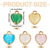 5Pcs 5 Colors Heart Brass Charms KK-TADJ0001-13-3