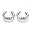 Brass Micro Pave Clear Cubic Zirconia Cuff Earrings EJEW-T046-25P-NF-2