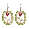 Valentine's Day Alloy Enamel Seed Glass Dangle Earrings EJEW-MZ00391-03-2