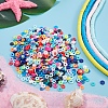 18 Strands 18 Colors Flat Round Handmade Polymer Clay Beads Strands CLAY-SZ0001-77-4