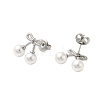 304 Stainless Steel Shell Pearl Bowknot Stud Earrings for Women EJEW-U020-28P-2