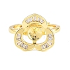 Brass Micro Pave Cubic Zirconia Adjustable Ring Components KK-CBAC351-02G-1