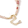 Natural Strawberry Quartz & Agate & Natural Pearl Beaded Bracelets BJEW-C068-08G-4