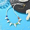 Ocean Natural Spiral Shell & Glass Seed Beaded Necklaces NJEW-TA00243-1