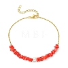 Natural Dyed Freshwater Shell Nuggets Beaded 304 Stainless Steel Cable Chain Anklets for Women AJEW-AN00827-01-3
