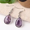 Natural Amethyst Teardrop Dangle Earrings EJEW-J088-01-1