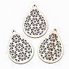 Undyed Natural Hollow Wooden Big Pendants X-WOOD-N007-114-1
