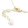 Natural Pearl Ice Cream Cone Pendant Necklace with Brass Satellite Chains for Women NJEW-T015-01G-5