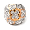 Ion Plating(IP) 304 Stainless Steel Natural Polymer Clay Rhinestone Flower Finger Rings RJEW-Z054-10P-02-2