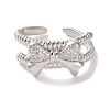 Brass Micro Pave Cubic Zirconia Open Cuff Ring RJEW-K256-58E-P-2