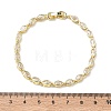 Horse Eye Brass Micro Pave Clear Cubic Zirconia Link Chain Bracelets for Women BJEW-C156-07B-G-5