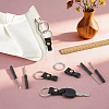 4Pcs Rectangle Cowhide & Iron Keychains FIND-FG0005-58B-4