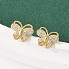 Brass Micro Pave Clear Cubic Zirconia Stud Earrings EJEW-F400-02C-G-1