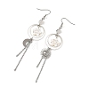 Natural Rainbow Moonstone Beads Moon Star Dangle Earrings EJEW-TA00830-4