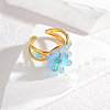 304 Stainless Steel and Synthetic Quartz Cuff Open Rings FS-WG4BB63-03-1