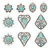 10Pcs 5 Styles Synthetic Turquoise Dyed Pendants FIND-TA0003-28-9