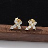 925 Sterling Silver Clear Cubic Zirconia Stud Earrings EJEW-Q032-01B-G-1