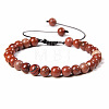 Natural Red Jasper Round Bead Adjustable Braided Bracelets UO3136-22-1