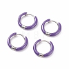 Two Tone 304 Stainless Steel Chunky Huggie Hoop Earrings with Enamel for Women EJEW-C043-11-04P-1