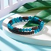 Natural Chalcedony & Synthetic Non-magnetic Hematite Beads Energy Stretch Bracelets Set BJEW-JB07142-03-4