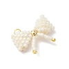 Glass Seed Beaded Bowknot Pendants PALLOY-MZ00564-01-3