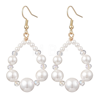304 Stainless Steel & Natural Cultured Freshwater Pearl Teardrop Dangle Earrings EJEW-JE06862-1
