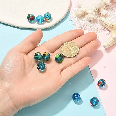10Pcs 10 Styles Ocean Theme Handmade Glass Enamel Beads LAMP-FS0001-81-1