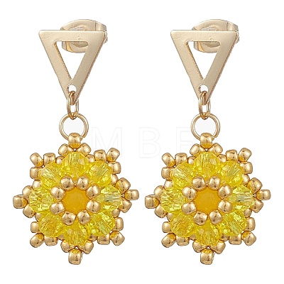 Valentine's Day Flower Natural & Dyed Malaysia Jade Dangle Stud Earrings EJEW-MZ00716-02-1