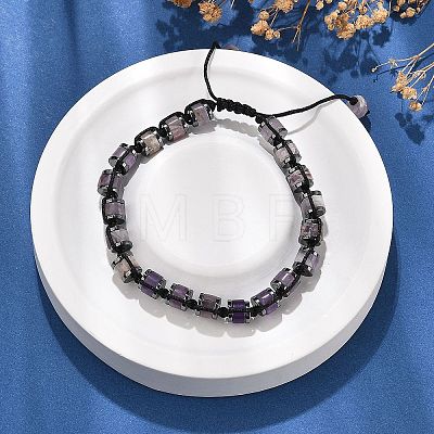 Adjustable Natural Amethyst and Non-magnetic Synthetic Hematite Braided Bead Bracelets BJEW-Z090-01H-1