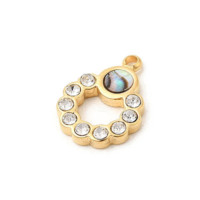Natural Paua Shell Ring Charms STAS-P431-16G-1