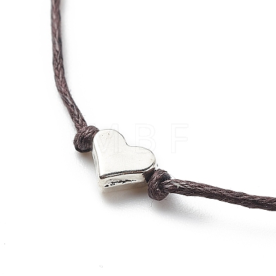Alloy Heart Beaded Cord Bracelet BJEW-PH01485-01-1