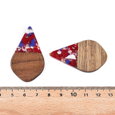 Transparent Resin and Walnut Wood Pendants RESI-T057-06F-1