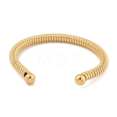 Ion Plating(IP) Telephone Wire Style 304 Stainless Steel Cuff Bangles BJEW-P331-05G-1