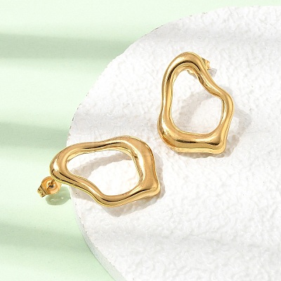 Irregular 304 Stainless Steel Pendant Necklace & Stud Earrings Sets for Women SJEW-E052-01G-1