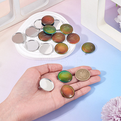 10Pcs 304 Stainless Steel Pendant Cabochon Settings DIY-TA0015-76A-1