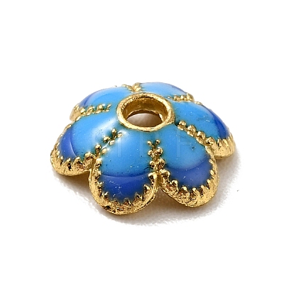 6-Petal Alloy Enamel Bead Caps FIND-G029-04G-01-1