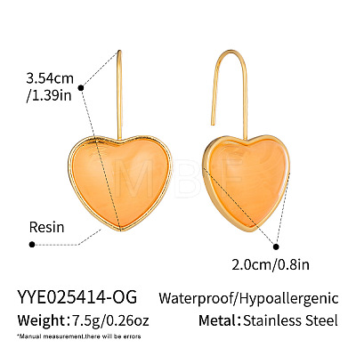 Heart 304 Stainless Steel Dangle Earrings KD3316-1-1