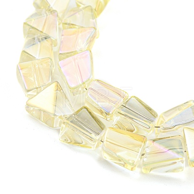 Full Rainbow Plated Electroplate Transparent Glass Beads Strands EGLA-G037-06A-FR03-1