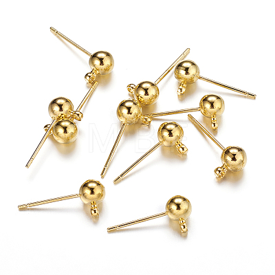 Brass Ball Post Ear Studs LS-EC254-G-1