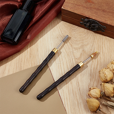 2Pcs 2 Styles Stainless Steel Leather Edge Oil Pen TOOL-NB0002-29B-1
